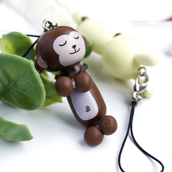 Phone Charm Strap: Monkey & Rabbit #1, detail view