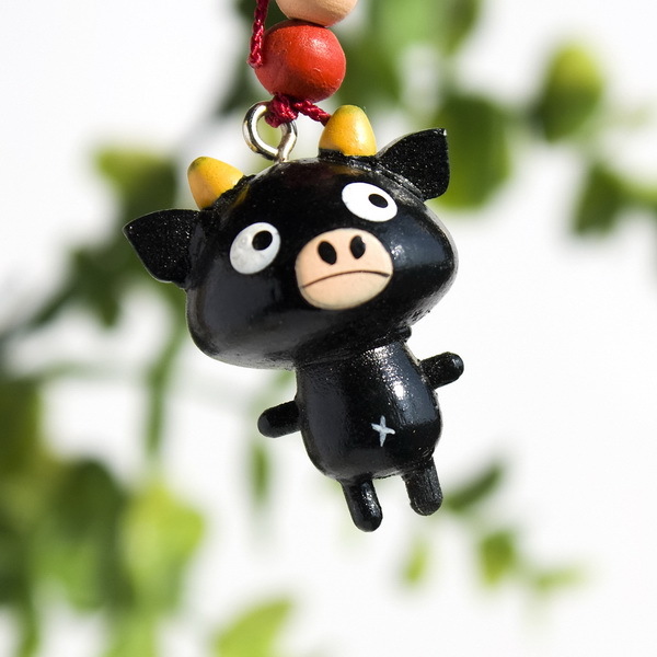 Phone Charm Strap: Happy Pig #1, detail view