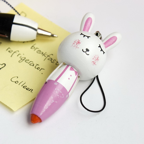 Phone Charm Strap: Pig & Rabbit #1, detail view