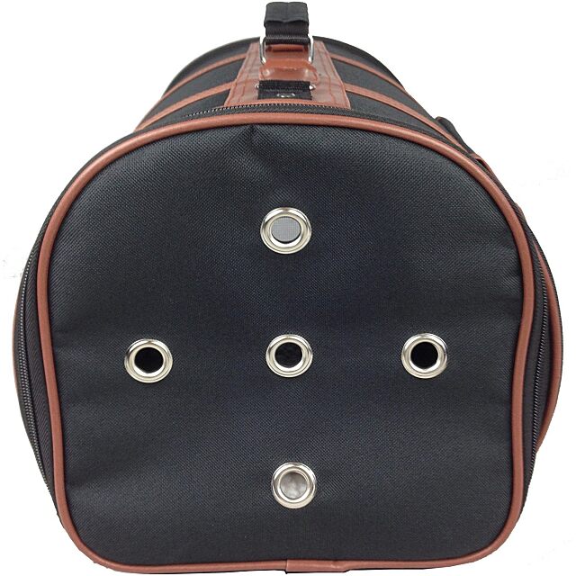 Airline Approved Fashion-Cylinder-Posh-Pet-Carrier, end view showing peek holes